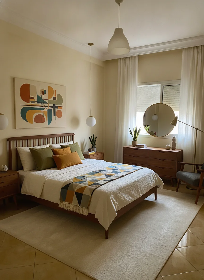 The same bedroom in the Mid-Century Modern style
