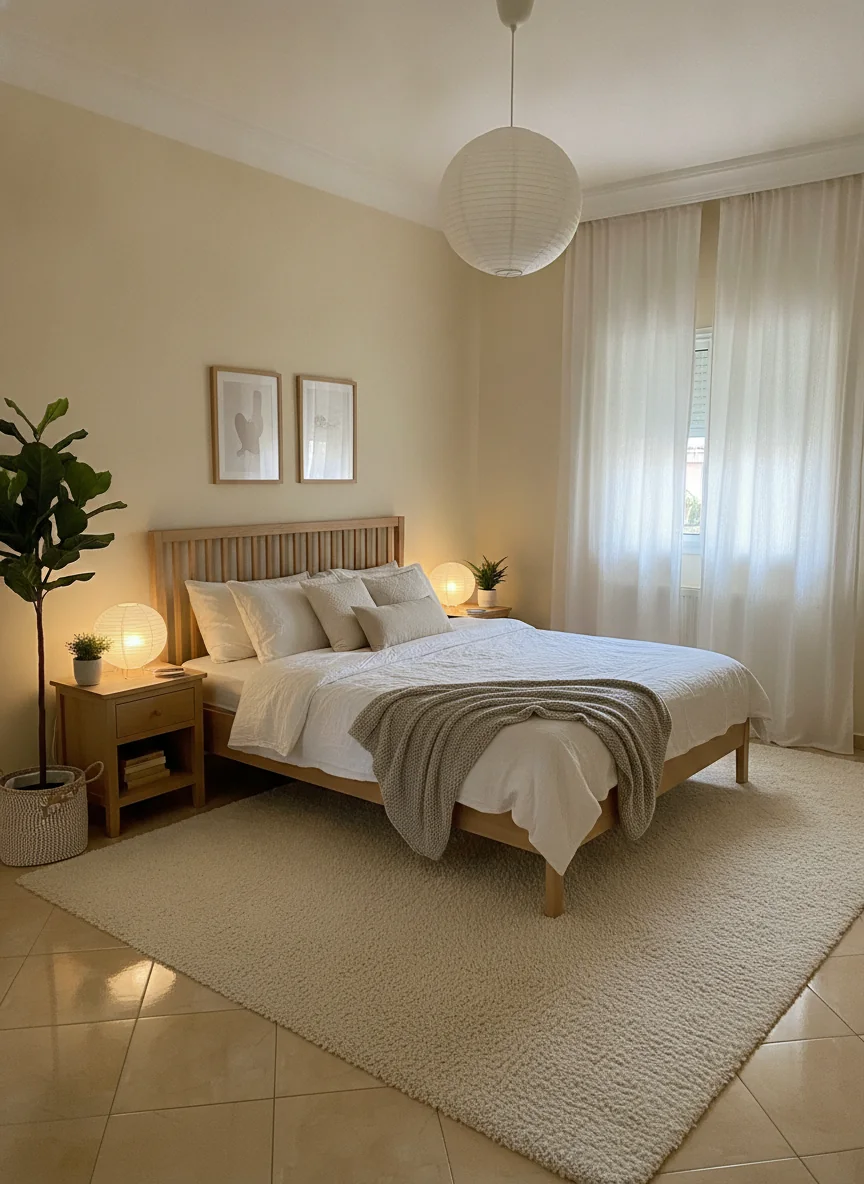 The same bedroom in the Nordic Light style